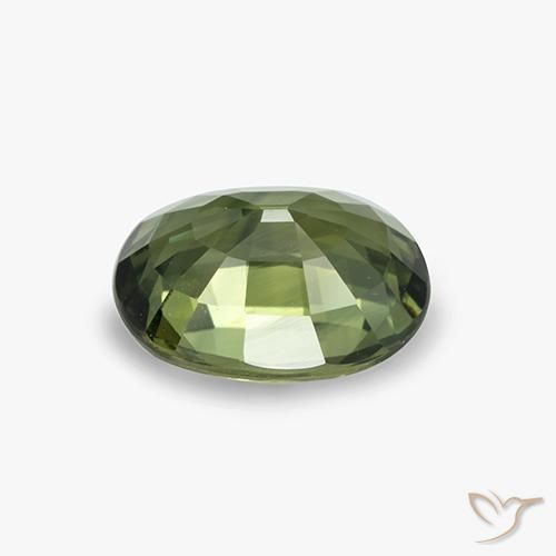 Saphir Vert moyen-foncé naturelle ovale, 4.09 ct, VVS-VS