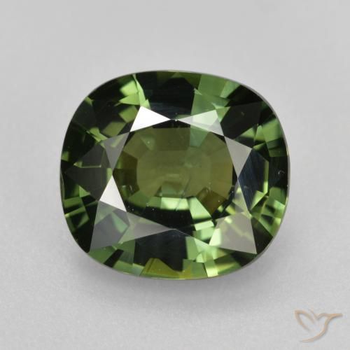 4.12ct Naturel Vert foncé Saphir, Coussin, VVS-VS