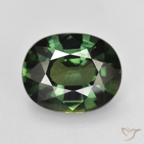Saphir Vert foncé naturelle ovale, 4.74 ct, VVS-VS