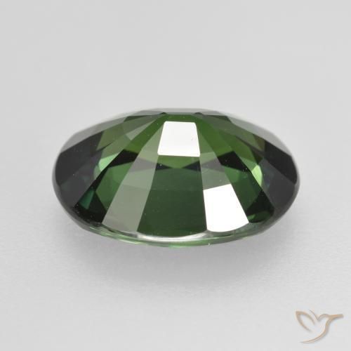Saphir Vert foncé naturelle ovale, 4.74 ct, VVS-VS
