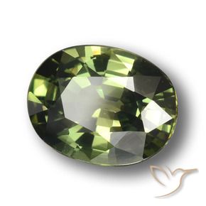 Saphir Vert moyen-foncé naturelle ovale, 3.38 ct, VVS-VS
