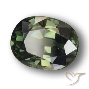 Saphir Vert foncé naturelle ovale, 3.34 ct, VVS-VS