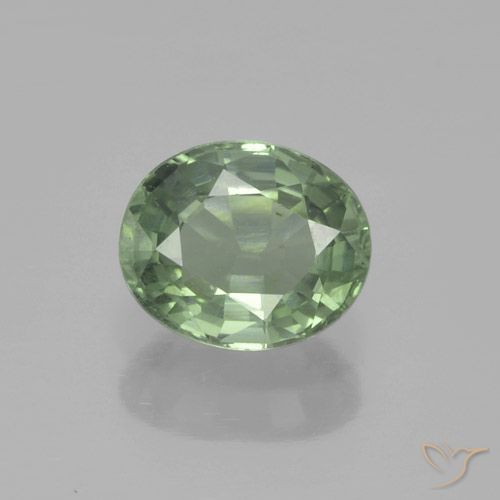 0.88ct Naturel Vert forêt léger Saphir, ovale, VS