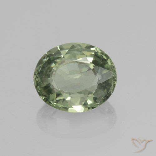 0.83ct Naturel Medium Light Green Saphir, ovale, VVS-VS