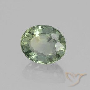 Saphir Vert moyen-léger naturelle ovale, 0.92 ct, VVS-VS