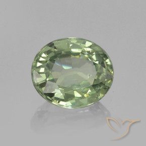 Saphir Vert sauge léger naturelle ovale, 0.80 ct, VVS-VS