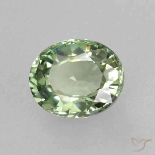 Saphir Medium Light Green naturelle ovale, 0.76 ct, VVS-VS