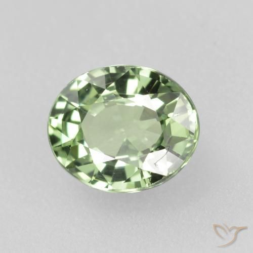 Saphir Vert forêt léger naturelle ovale, 0.75 ct, VVS-VS