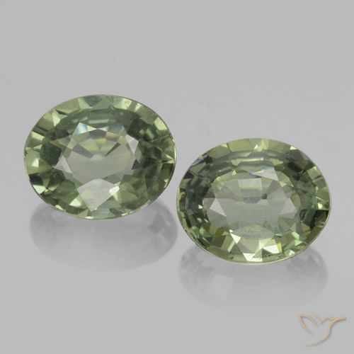 1.47ctw Naturel Vert terreux Saphir, ovale, VVS-VS