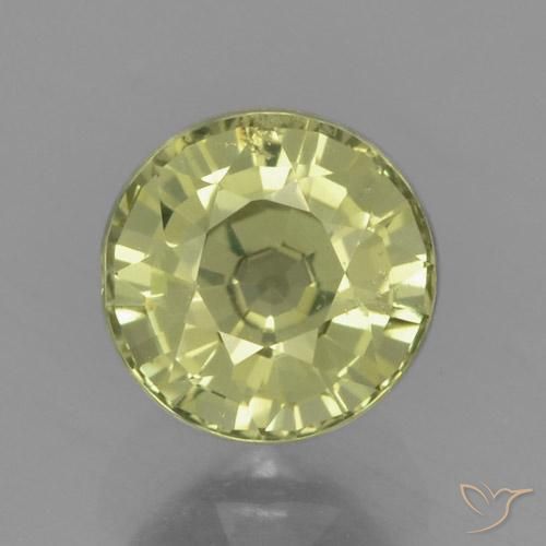 Saphir jaune de 0,84 carats à vendre, Rond Saphir en vrac de Tanzanie, Gemme naturelle, 5,1 mm, Photo A