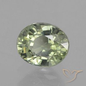 Saphir Medium Light Green naturelle ovale, 0.91 ct, VS