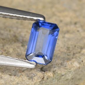 Saphir Bleu franc naturelle Taille émeraude, 0.41 ct, VVS-VS
