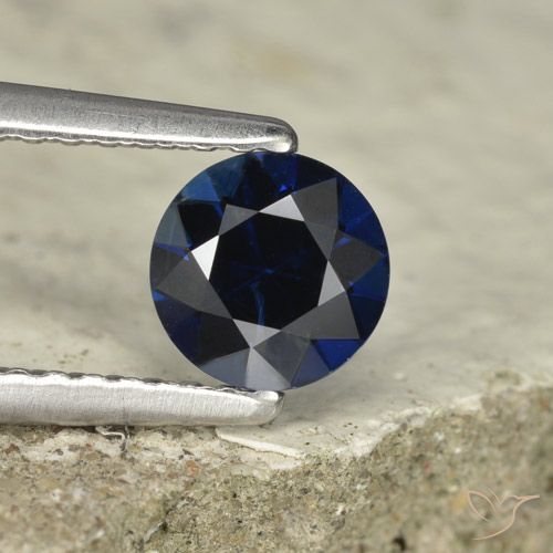 Saphir bleu de 0,7 carats, Diamant de coupe Saphir en vrac de Madagascar, Gemme naturelle, 5,4 mm, Photo A