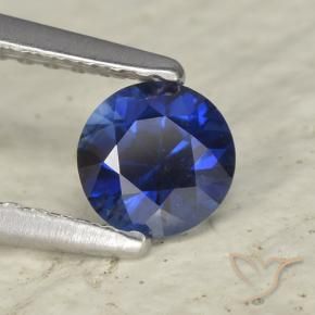 Saphir Bleu foncé naturelle Coupe roude, 0.53 ct, VVS