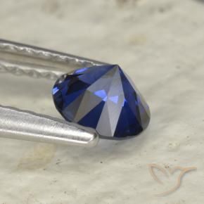 Saphir Bleu foncé naturelle Coupe roude, 0.53 ct, VVS