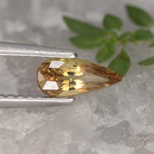 Saphir Light Earth Orange naturelle En forme de poire, 0.72 ct, VS