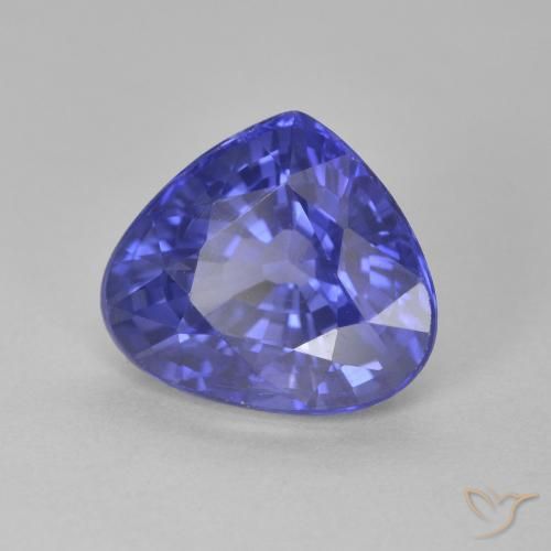 Saphir Violet foncé Bleu naturelle En forme de poire, 4.01 ct, VS