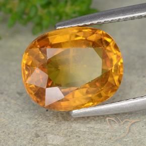 Saphir Orange moyen naturelle ovale, 5.98 ct, VS-SI