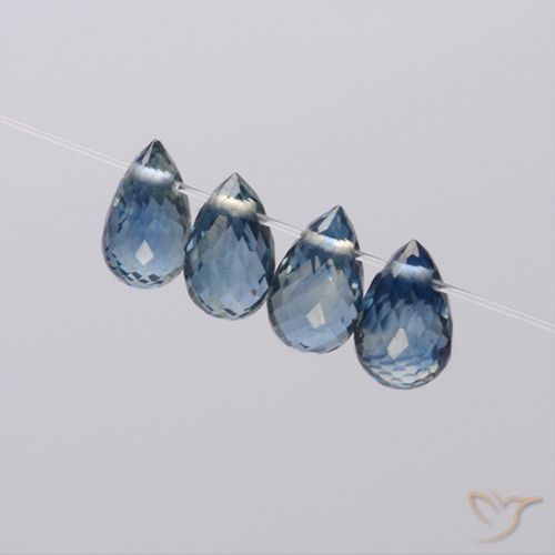 1.98ctw Naturel Bleu marine Saphir, Briolette, VS