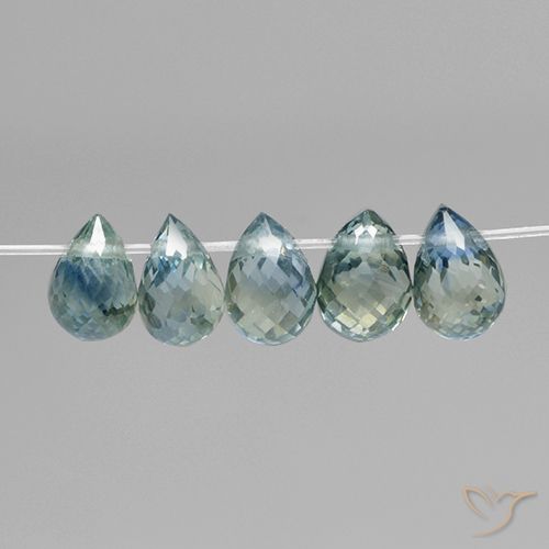 1.97ctw Naturel Bleu vert moyen Saphir, Briolette, VS