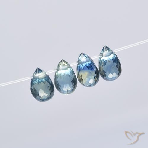 Shop natural 1.84ct Jaune Vert Bleu Saphir gems, Briolette, from Madagascar at GemSelect. In stock, global shipping!