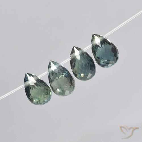 2.78ctw Naturel Bleu vert Saphir, Briolette, VS