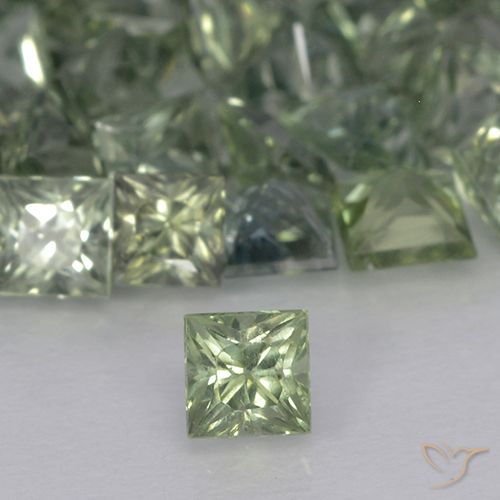 0.22ct Naturel Vert sauge léger Saphir, Carré, VVS-VS