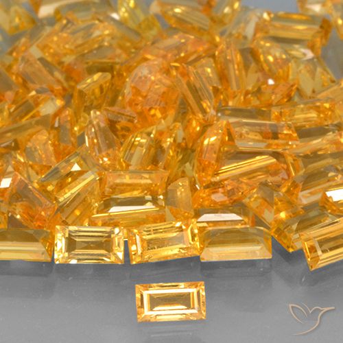 0.26ct Naturel Orange moyen Saphir, Baquette, VVS-VS