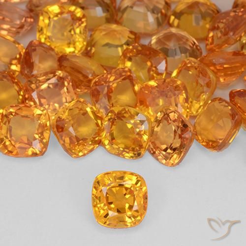 0.44ct Naturel Orange vif Saphir, Coussin, VVS-VS