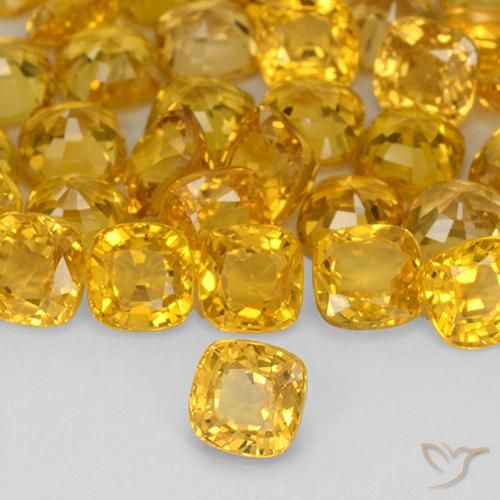 Saphir Doré naturelle Coussin, 0.49 ct, VVS-VS