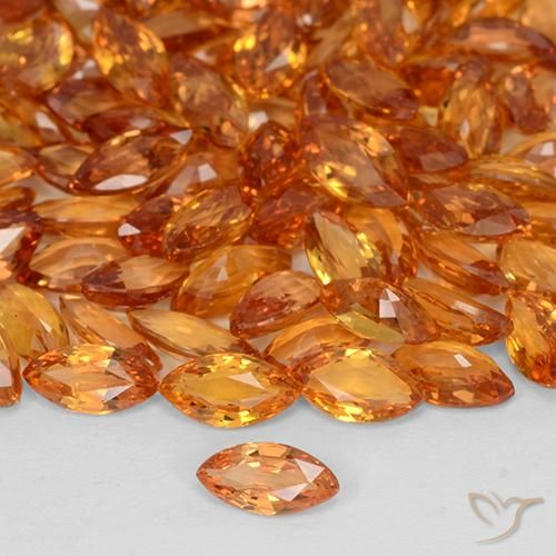 Saphir Orange vif naturelle Marquise, 0.19 ct, VVS-VS