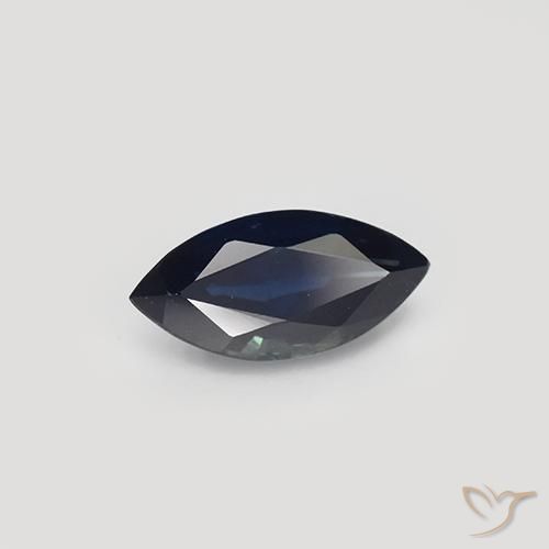 Saphir Bleu noirâtre naturelle Marquise, 1.07 ct, VVS-VS