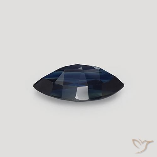 Saphir Bleu noirâtre naturelle Marquise, 1.07 ct, VVS-VS