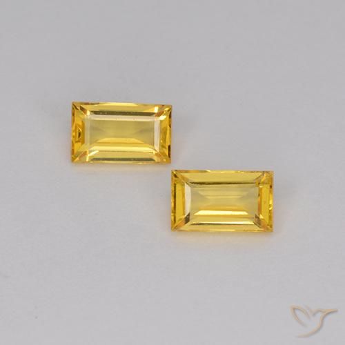 0.75ctw Naturel Doré Saphir, Baquette, VS