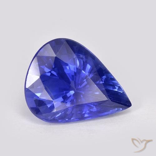 Saphir Bleu violet intense naturelle En forme de poire, 4.38 ct, VS