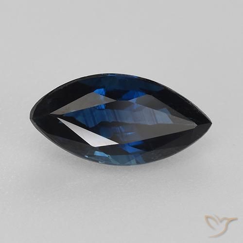 Saphir Bleu foncé naturelle Marquise, 0.82 ct, VVS-VS