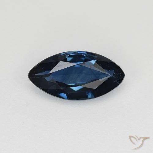 Saphir Bleu noirâtre naturelle Marquise, 0.63 ct, VS