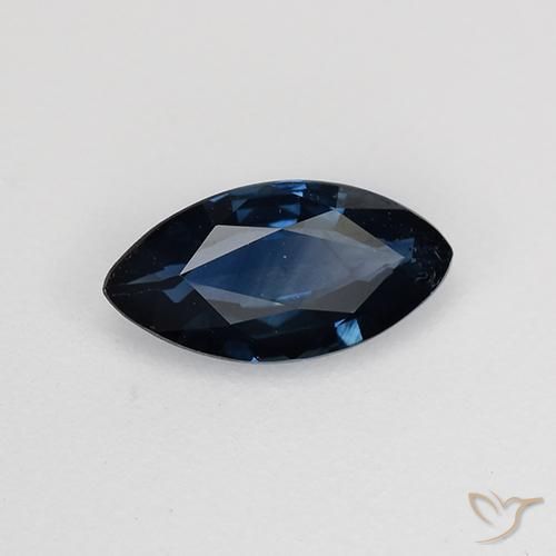 Saphir Bleu noirâtre naturelle Marquise, 0.63 ct, VS