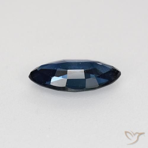 Saphir Bleu noirâtre naturelle Marquise, 0.63 ct, VS