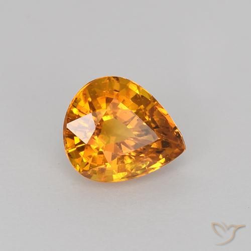 Saphir Orange moyen naturelle En forme de poire, 0.77 ct, VVS-VS