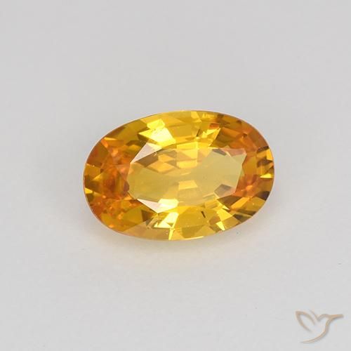 Saphir Or orange foncé naturelle ovale, 0.67 ct, VVS-VS