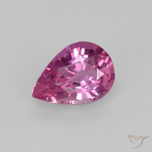 Saphir rose de 0,64 carats, En forme de poire Saphir en vrac de Madagascar, Gemme naturelle, 6,4 x 4,6 mm, Photo A