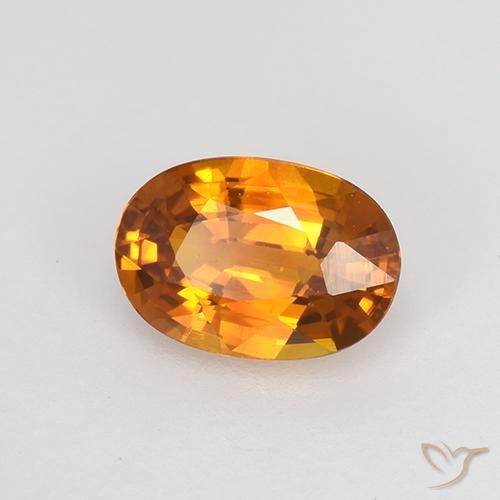Saphir Orange foncé naturelle ovale, 0.77 ct, VVS