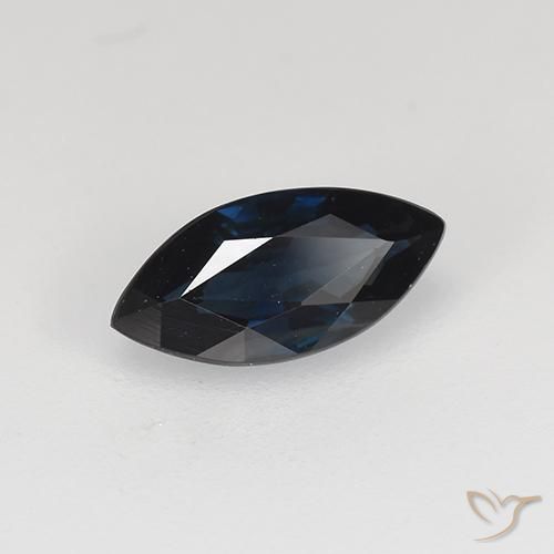 Saphir Bleu noirâtre naturelle Marquise, 0.77 ct, VVS-VS