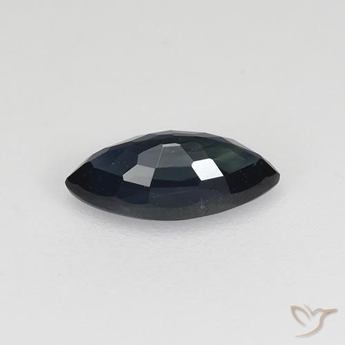Saphir Bleu noirâtre naturelle Marquise, 0.77 ct, VVS-VS