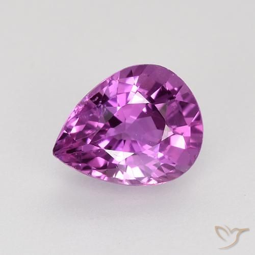 Saphir Pourpre rosâtre intense naturelle En forme de poire, 0.72 ct, VVS-VS