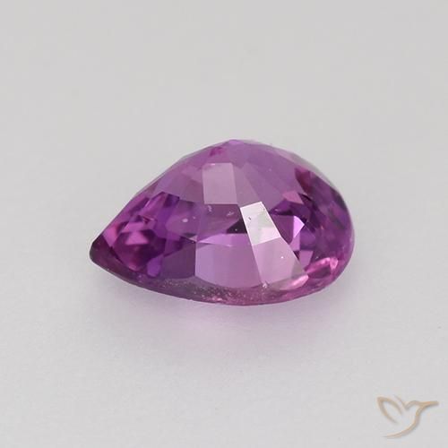 Saphir Pourpre rosâtre intense naturelle En forme de poire, 0.72 ct, VVS-VS