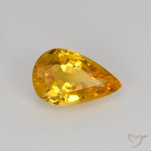 Saphir Or-orange moyen naturelle En forme de poire, 0.64 ct, VVS