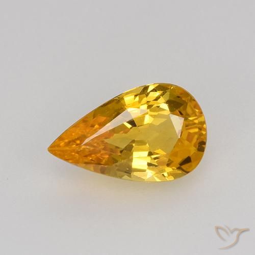 Saphir Or orange foncé naturelle En forme de poire, 0.75 ct, VVS