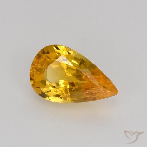Saphir Or orange foncé naturelle En forme de poire, 0.75 ct, VVS